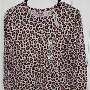 Old Navy Long Sleeve Pink Cheetah Shirt Size Xl